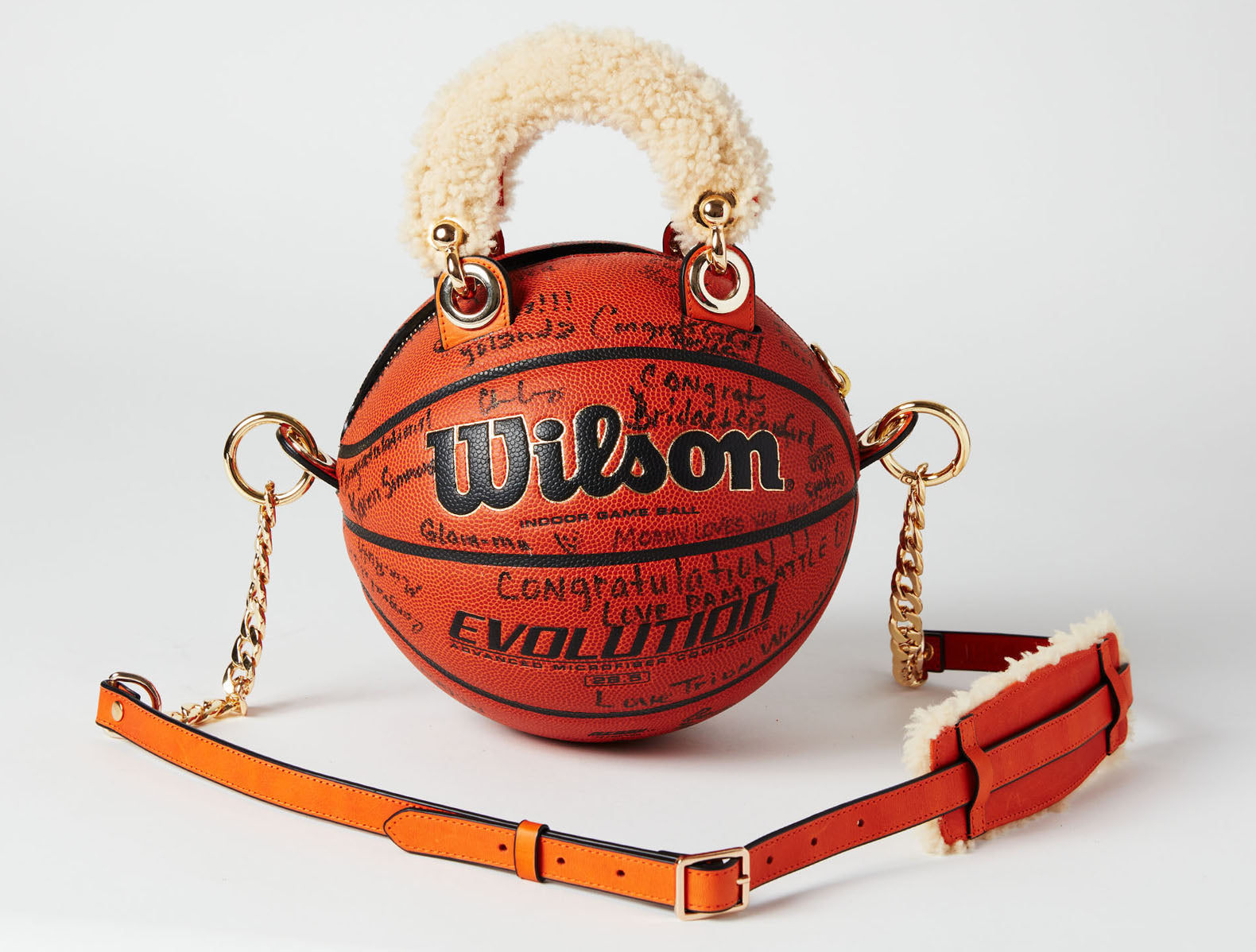 Round Basketball Shoulder Bags Women Totes Acrylic Chain Messenger Handbag  Purse