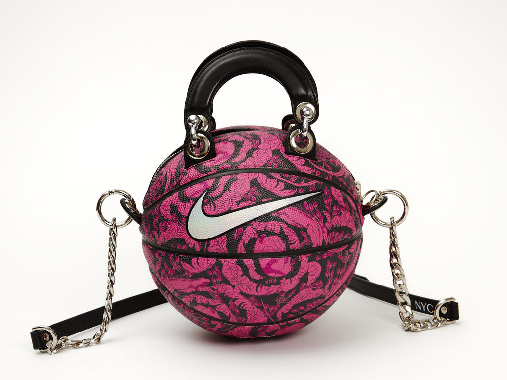 Pink & Black Floral (holographic swoosh) Nike Basketball Bag