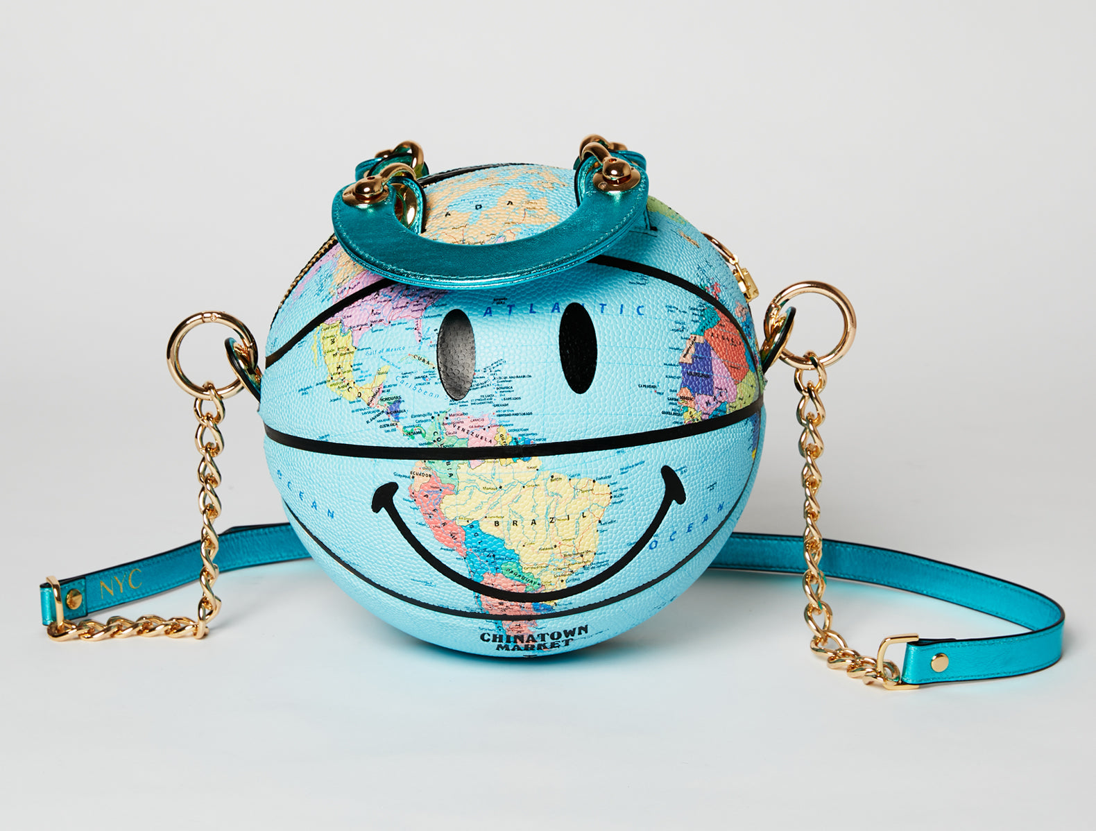 Smiley World Map Basketball Bag